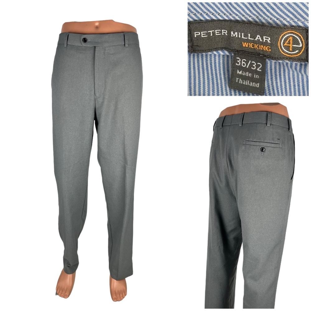 Peter Millar Mens 36 x 32 Pants Gray Crown Wicking Performance Trouser EUC